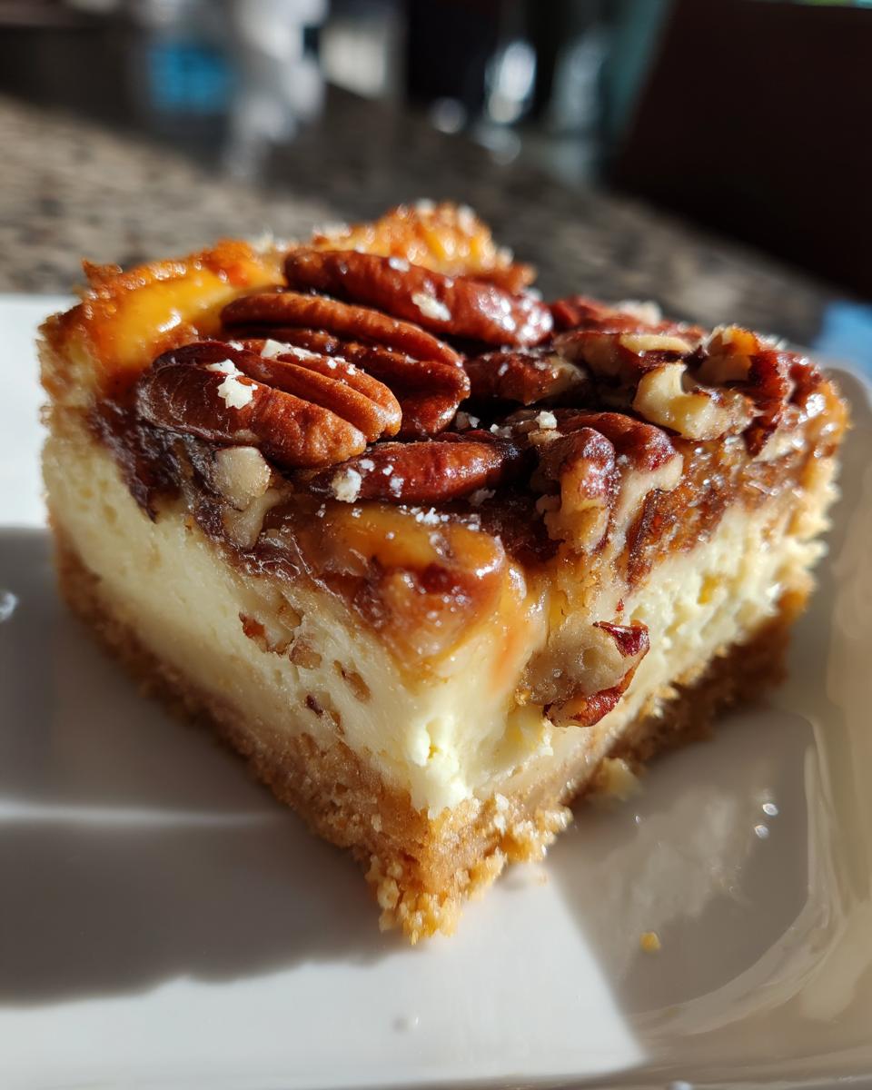 pecan pie cheesecake bars - detail 1