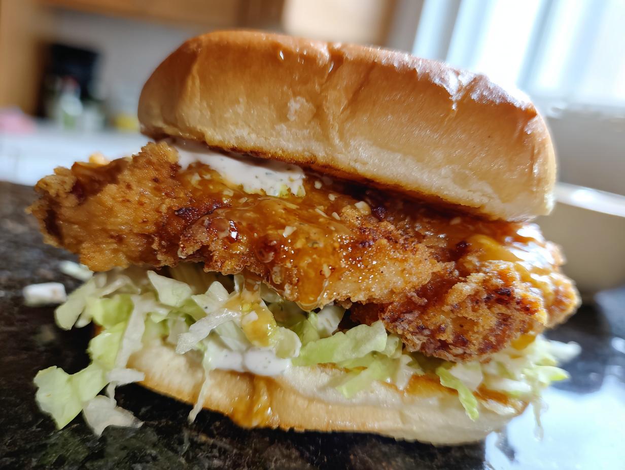 Baked Nashville Hot Chicken Sandwich with Honey