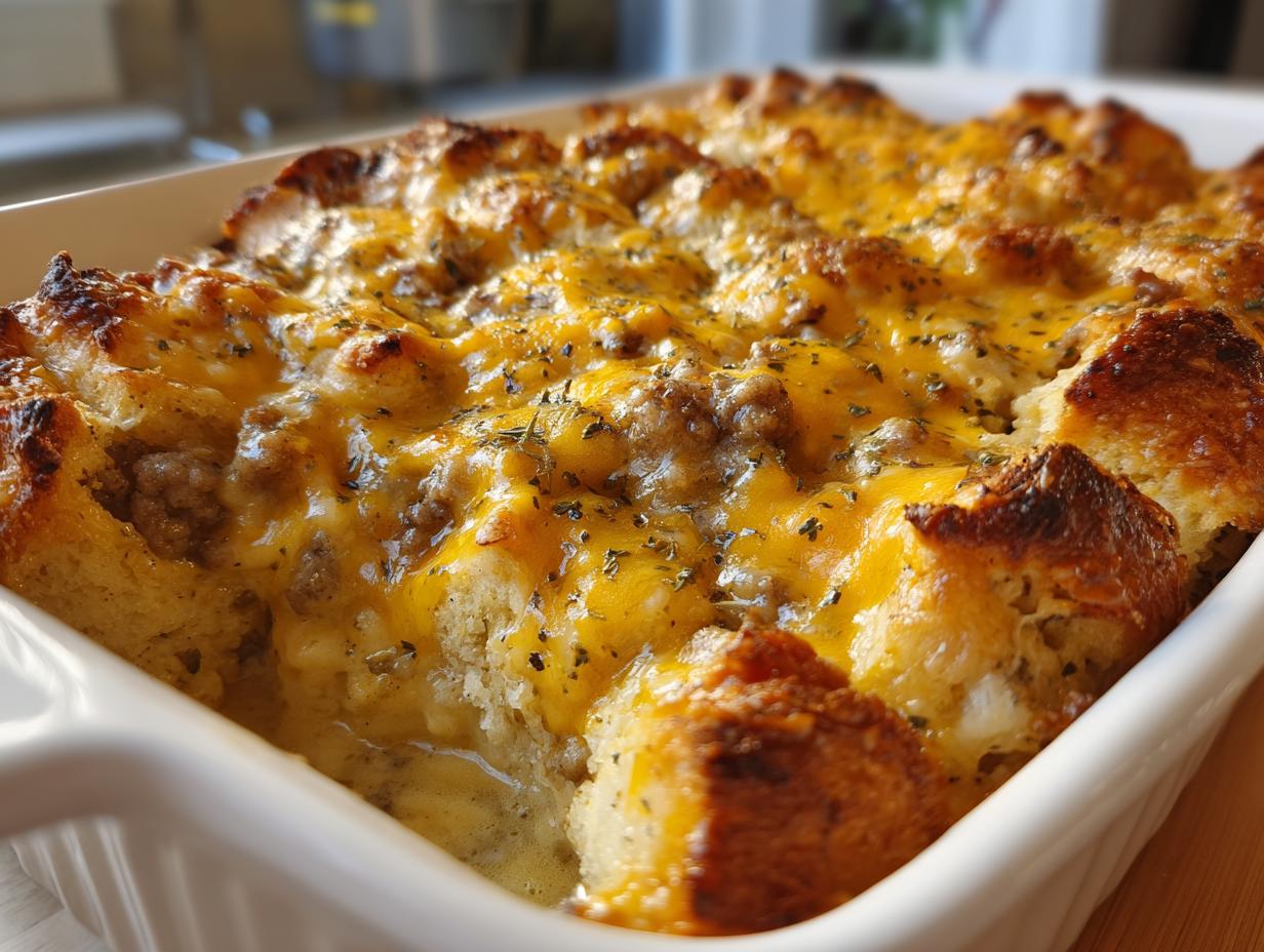 Biscuits and Gravy Breakfast Casserole