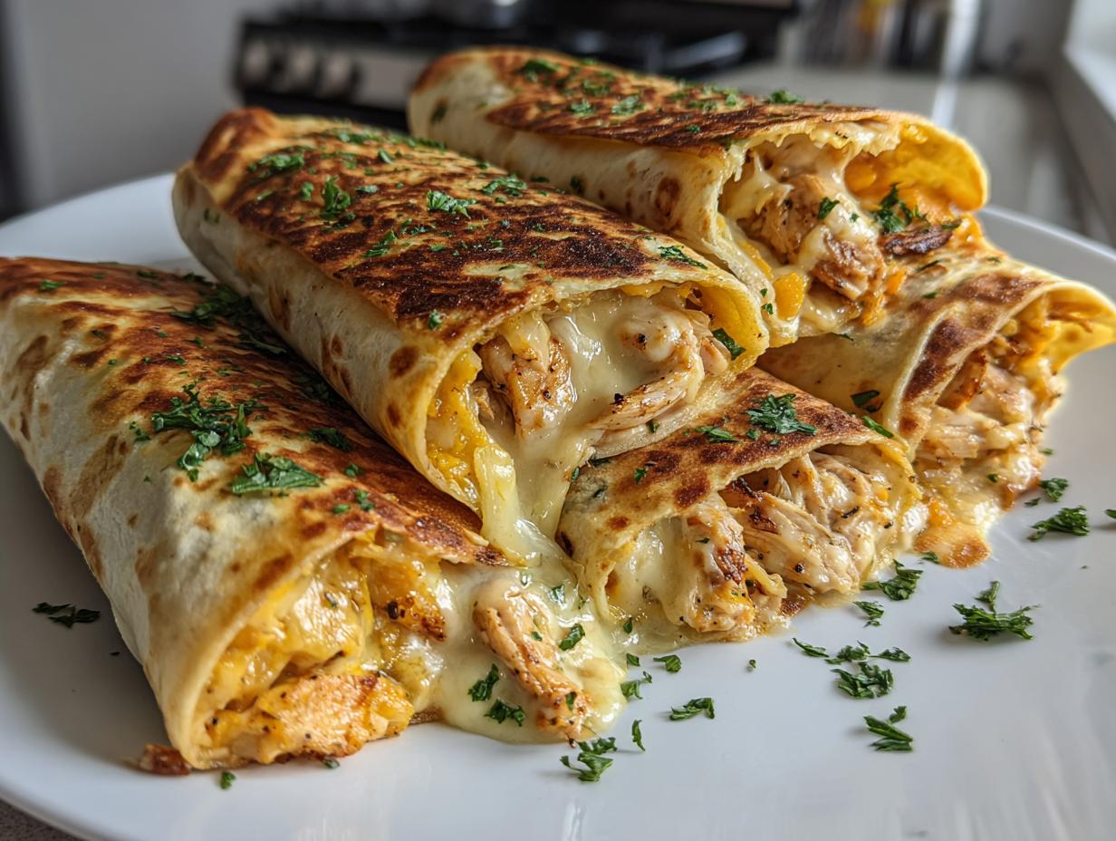 Cheesy Chicken Garlic Wraps