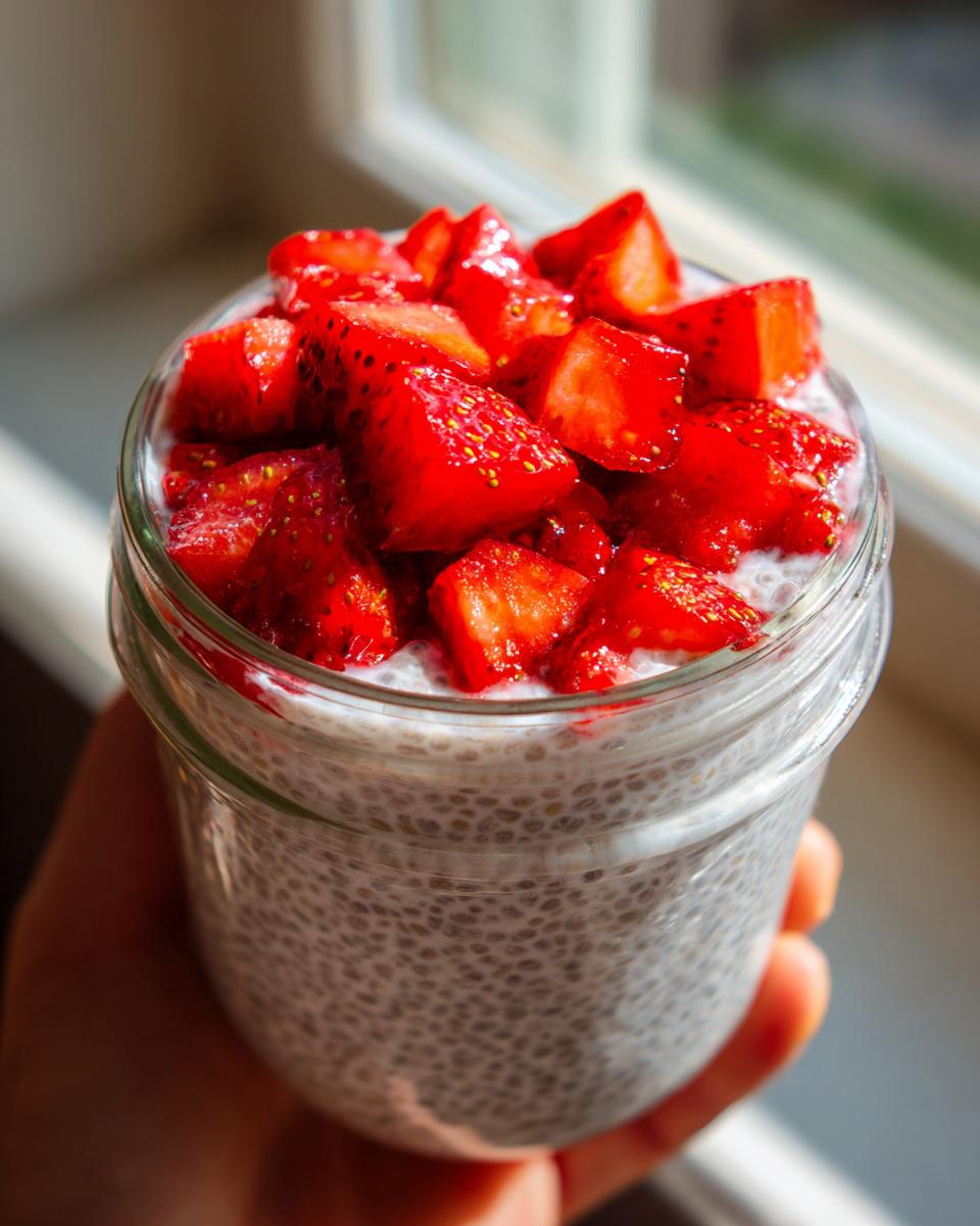 Creamy Strawberry Chia Seed Pudding with Coconut Milk - detail 1