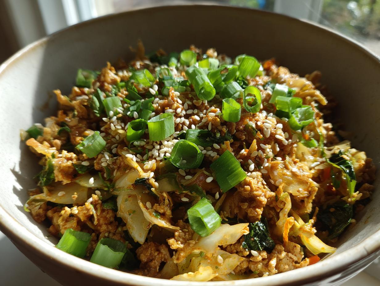 Easy high protein egg roll in a bowl recipe