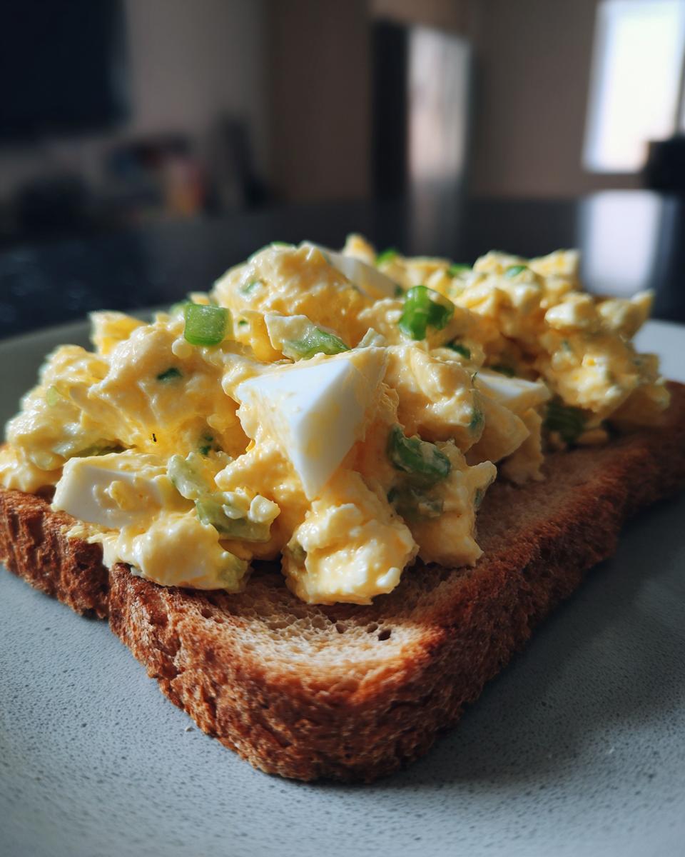 Egg salad on whole grain toast - detail 1