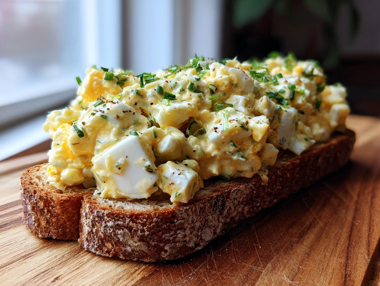 Egg salad on whole grain toast