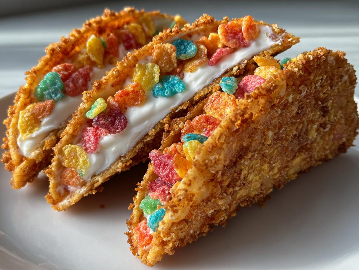 Fruity Pebbles Cheesecake Tacos