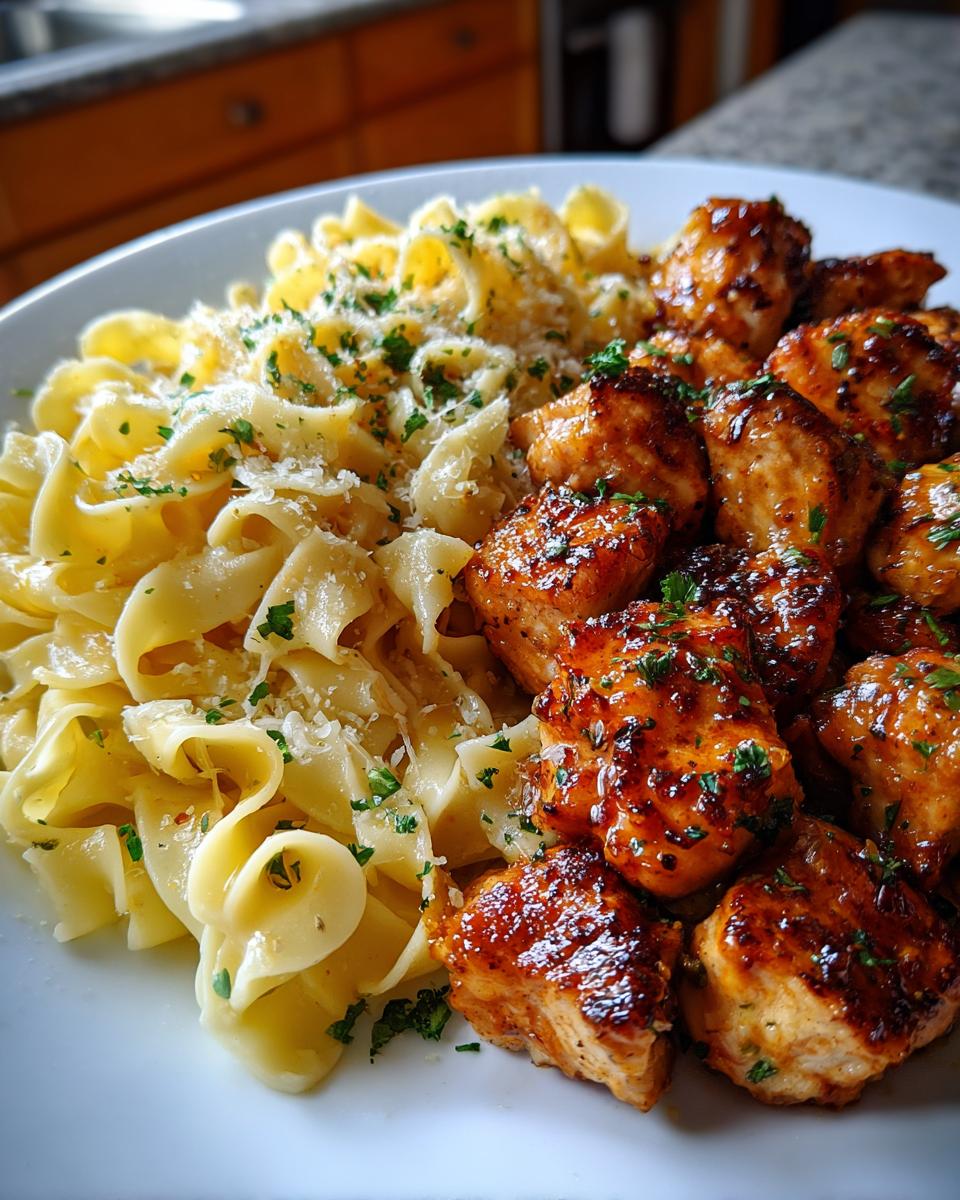 Garlic Butter Chicken Bites with Creamy Pasta - detail 2