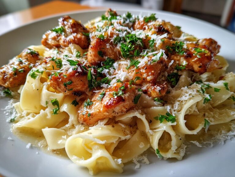 Garlic Butter Chicken Bites with Creamy Pasta