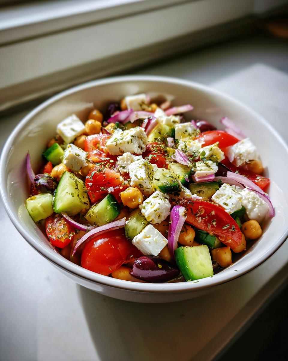 Greek salad with chickpeas - detail 1