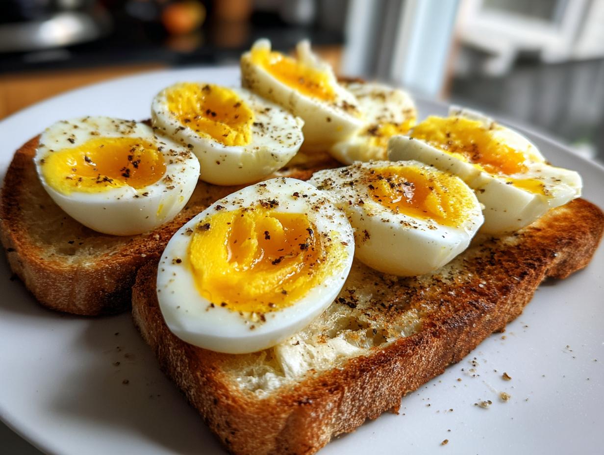 Hard-boiled eggs and toast