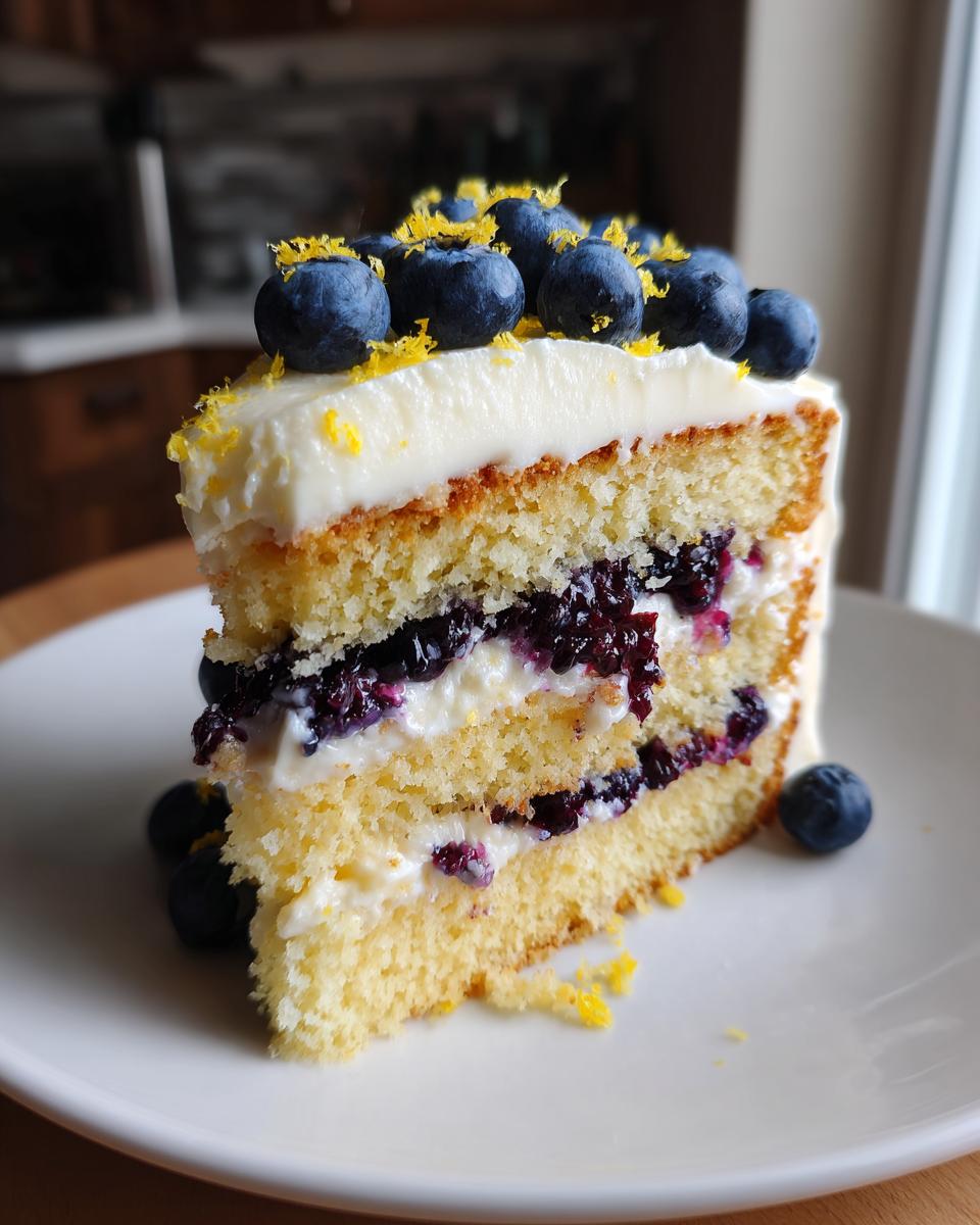 Lemon Blueberry Cheesecake Cake with Creamy Layers - detail 1