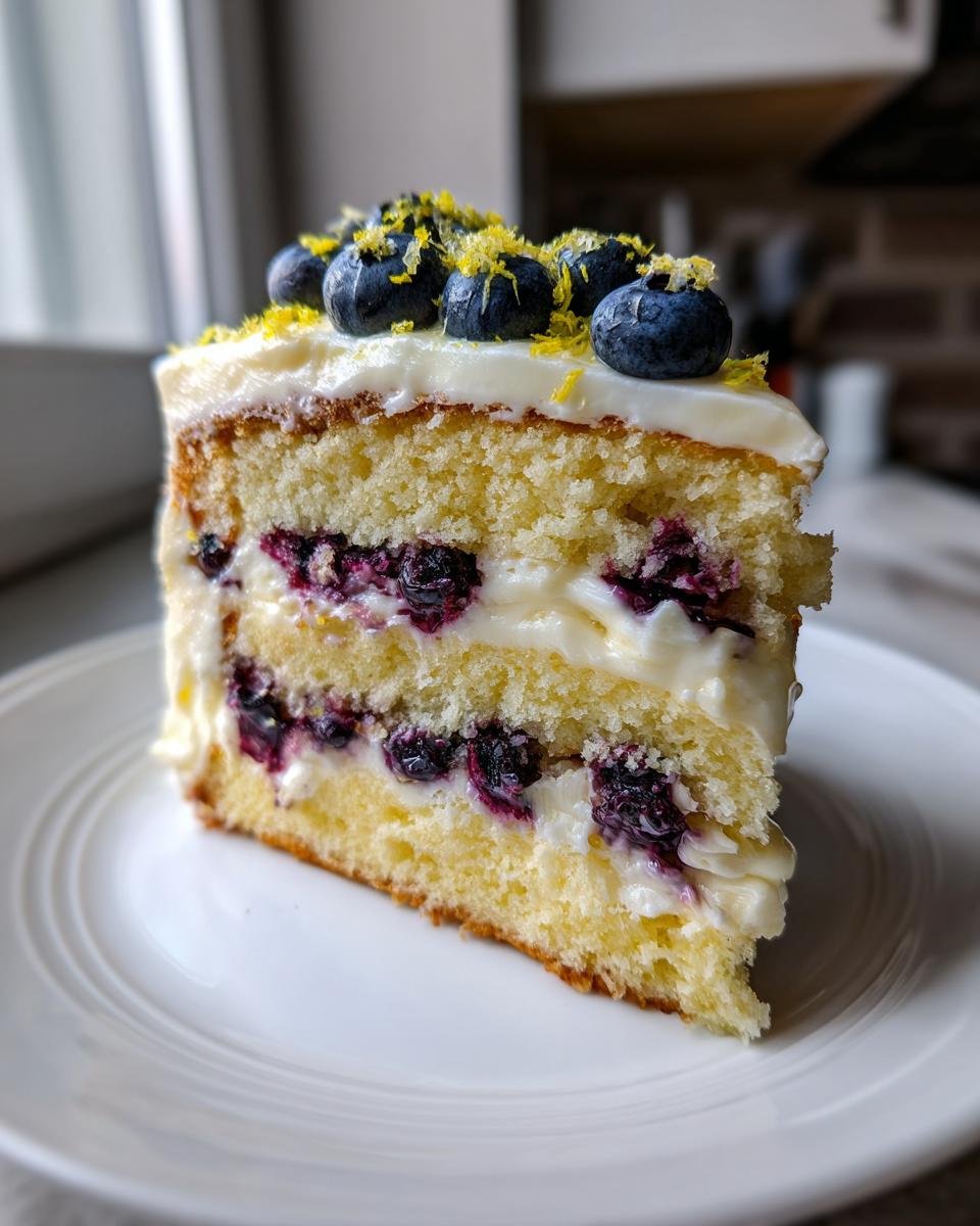 Lemon Blueberry Cheesecake Cake with Creamy Layers - detail 2