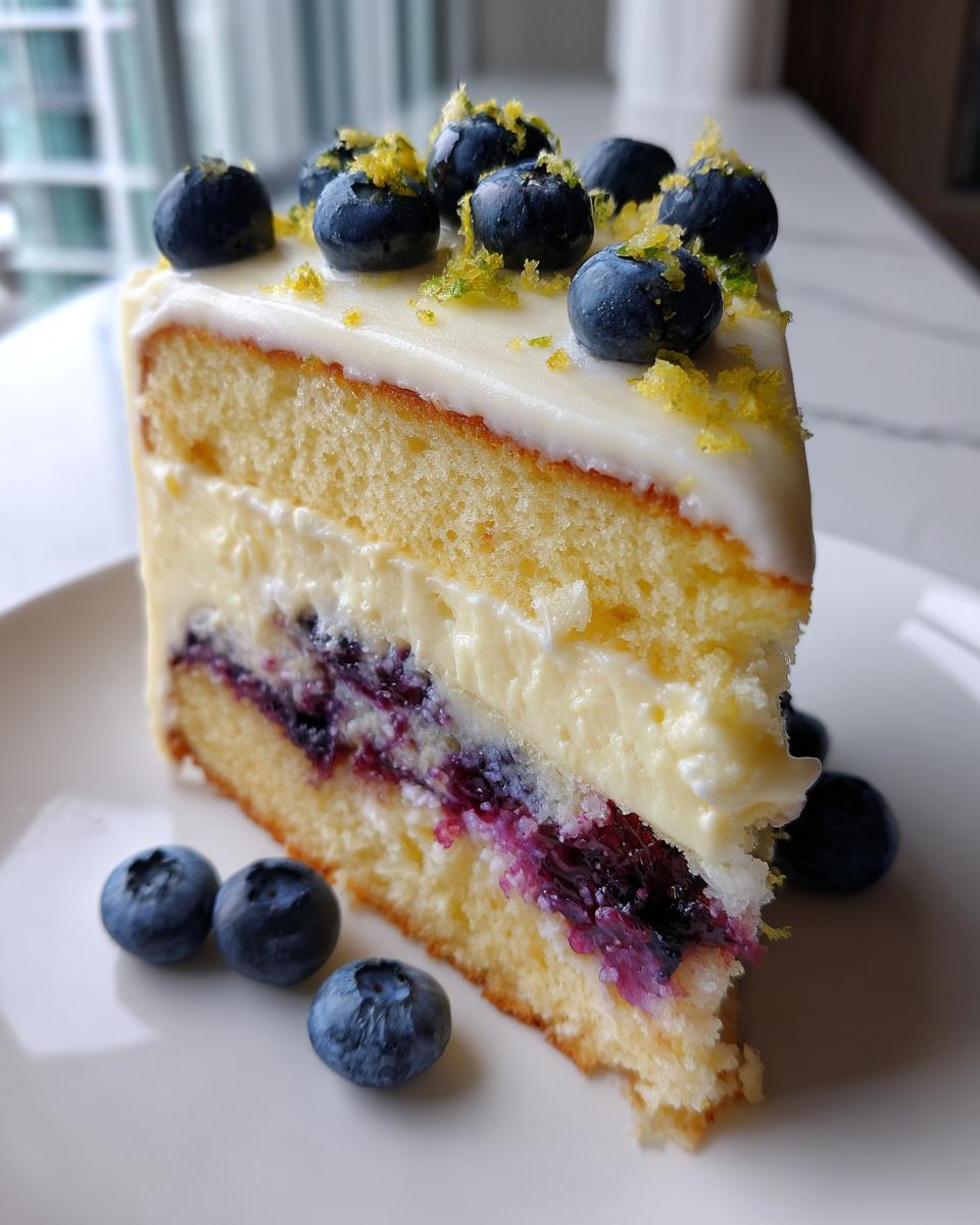 Lemon Blueberry Cheesecake Cake with Creamy Layers - detail 3
