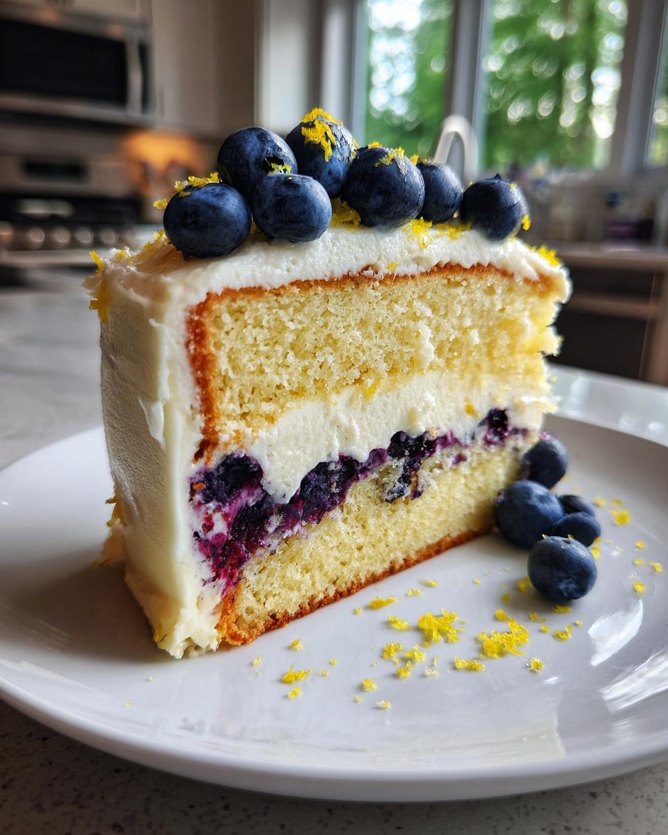 Lemon Blueberry Cheesecake Cake with Creamy Layers - detail 4