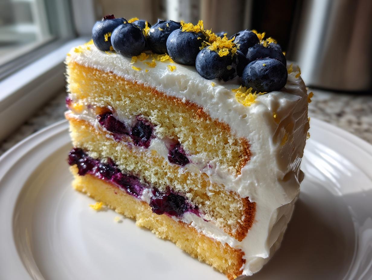 Lemon Blueberry Cheesecake Cake with Creamy Layers