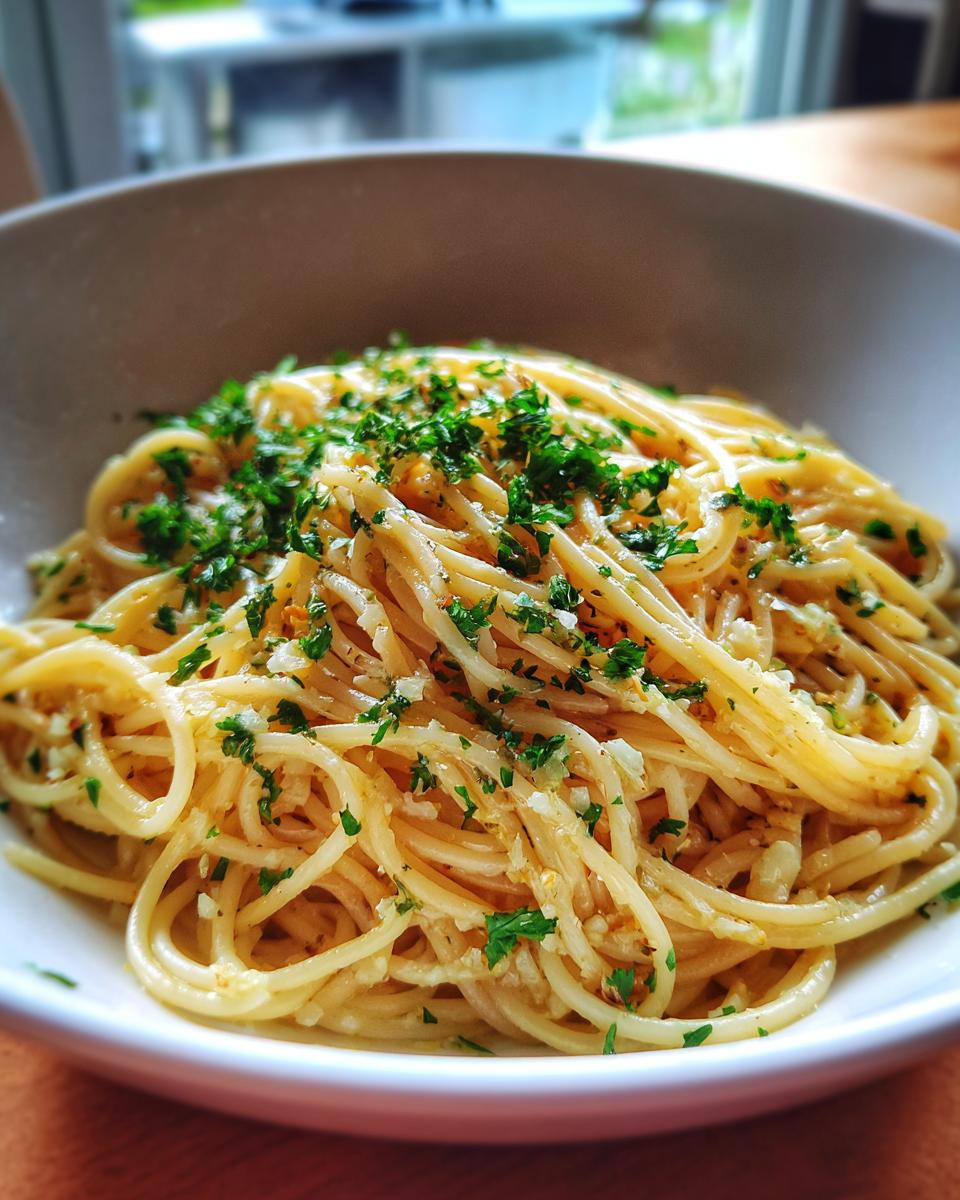 Pasta with olive oil and garlic - detail 4