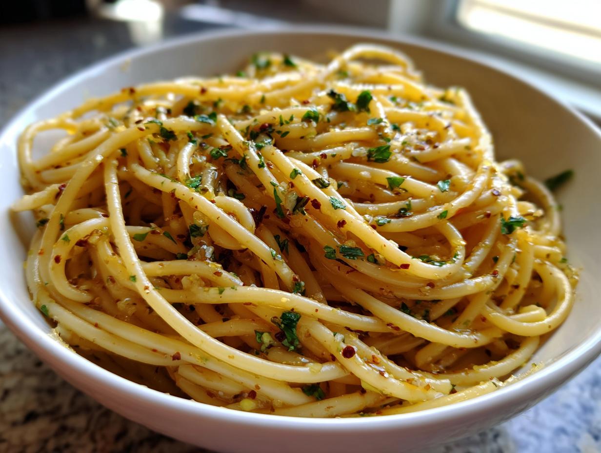 Pasta with olive oil and garlic