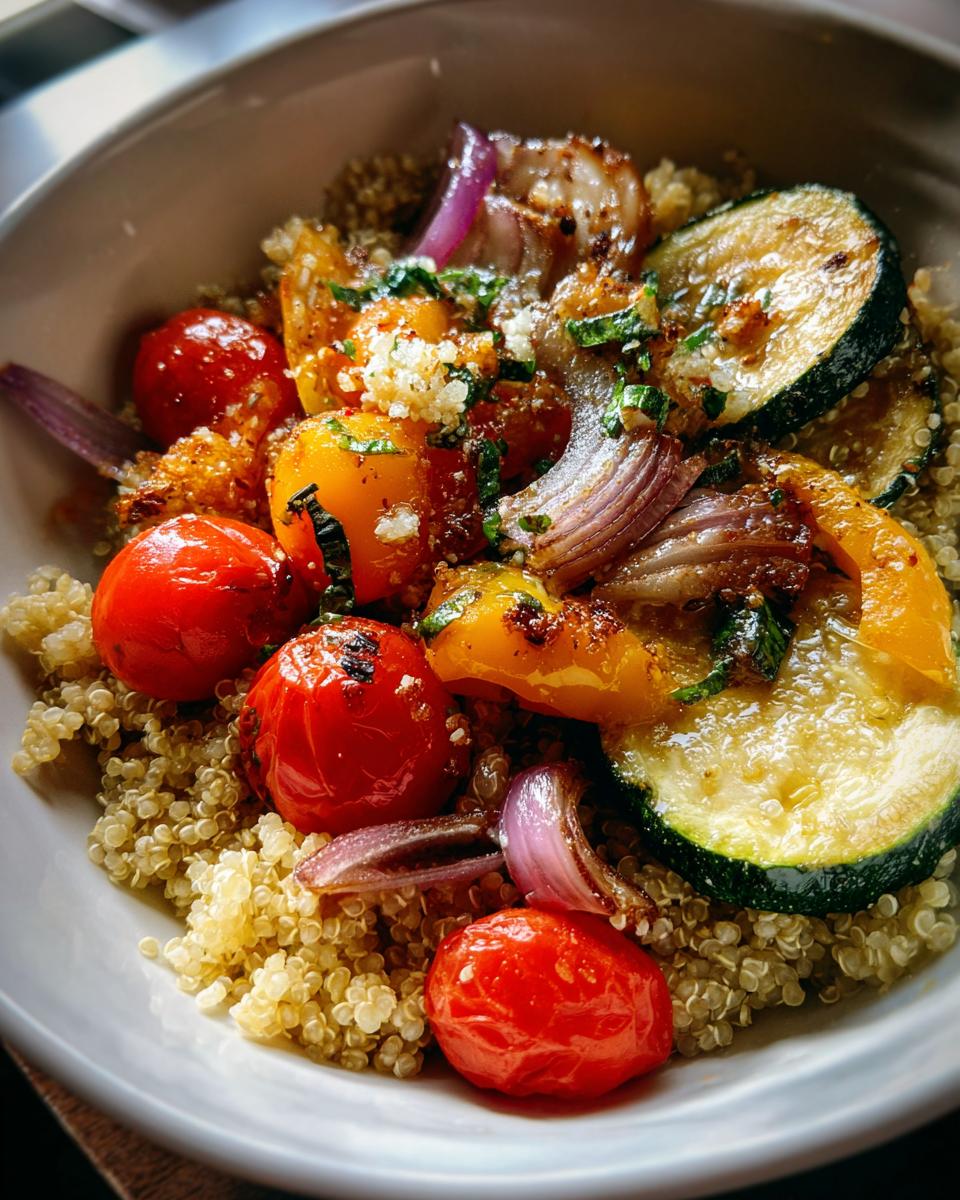 Quinoa and roasted veggie bowl - detail 1