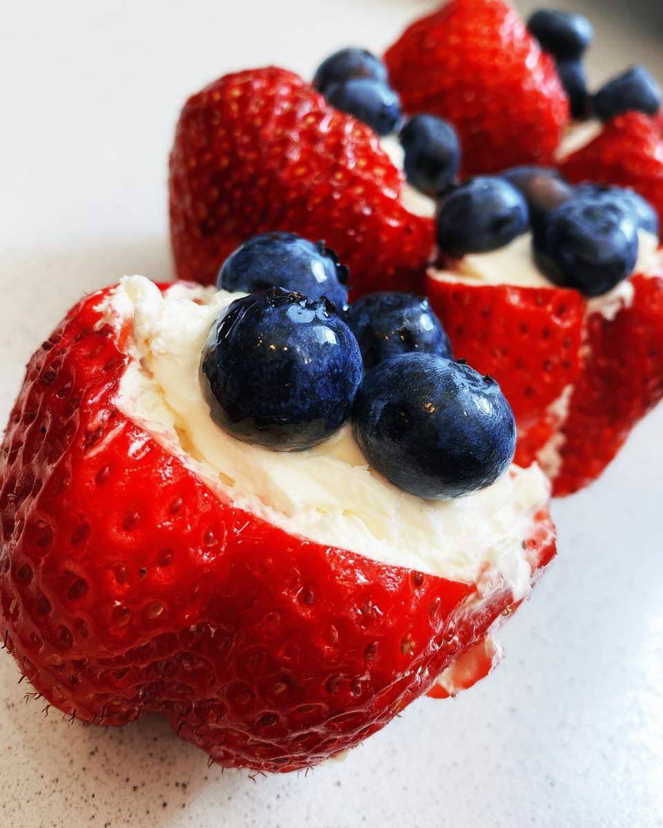 Red, White, and Blue Cheesecake Strawberries - detail 1