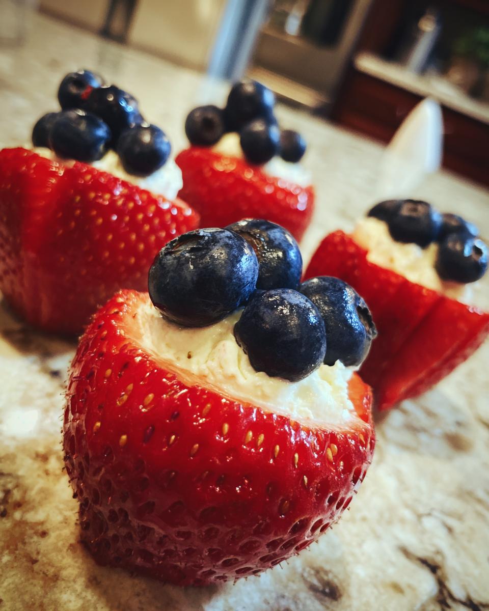 Red, White, and Blue Cheesecake Strawberries - detail 2