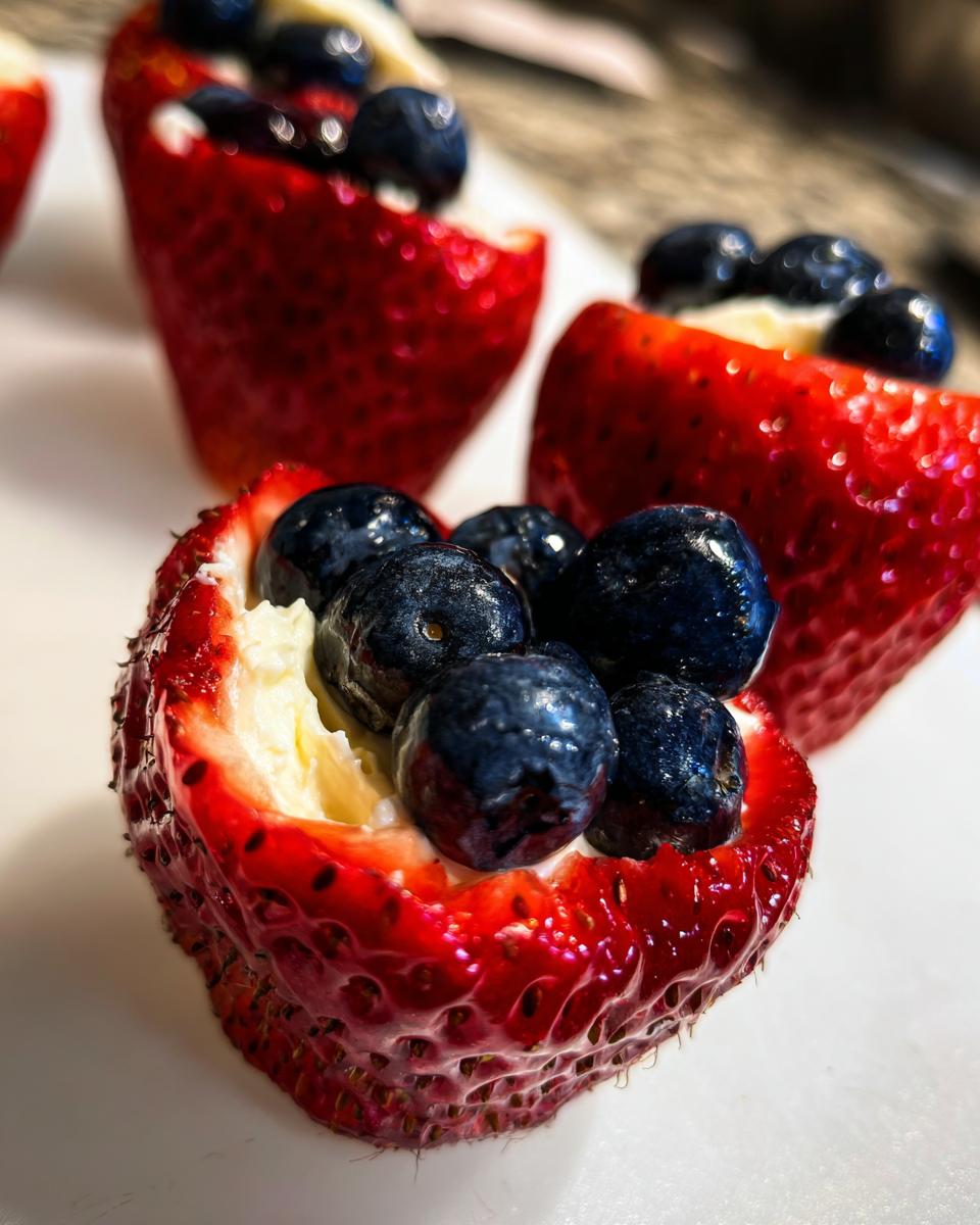 Red, White, and Blue Cheesecake Strawberries - detail 4