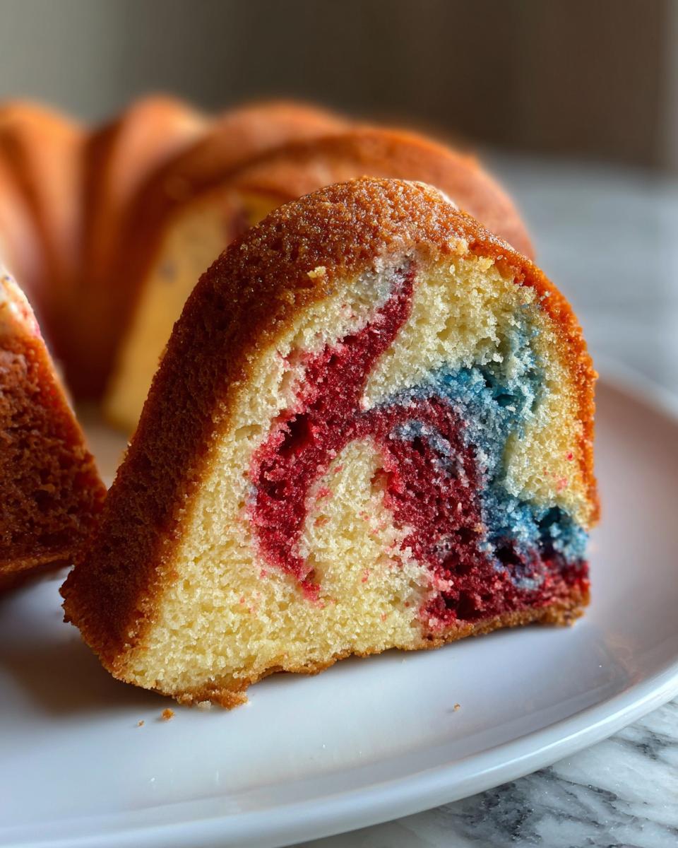Red, White, and Blue Marble Cake - detail 3