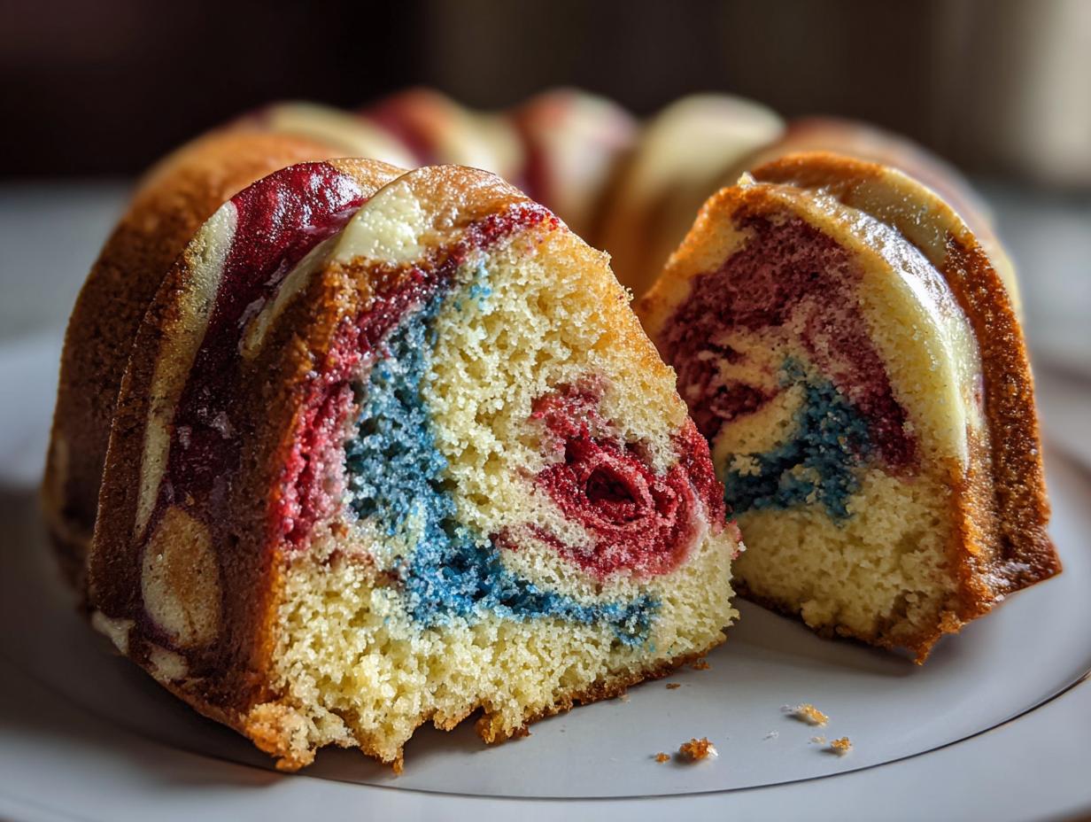 Red, White, and Blue Marble Cake