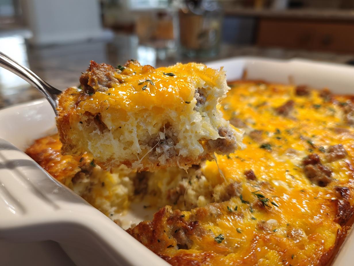 Sausage, Egg, and Cream Cheese Hashbrown Casserole