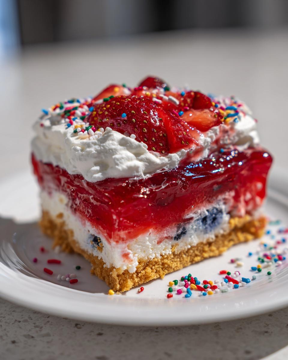 Summer Berry Jello Lasagna - detail 2