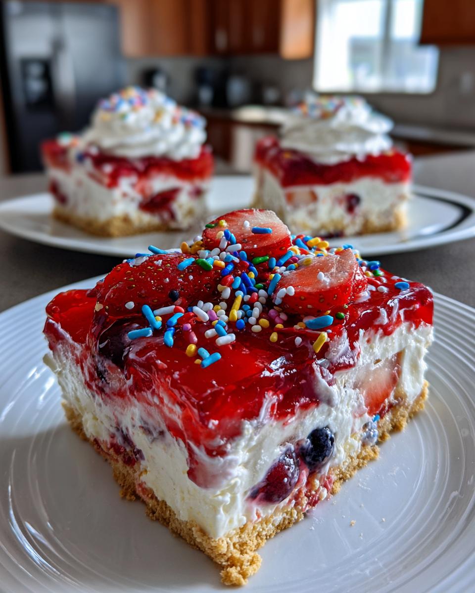 Summer Berry Jello Lasagna - detail 3