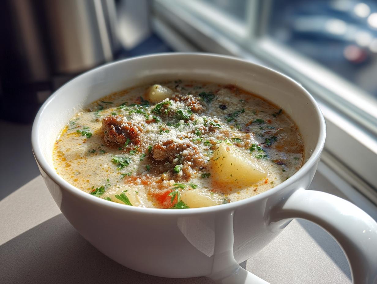 The Creamiest Potato Soup with Italian Sausage