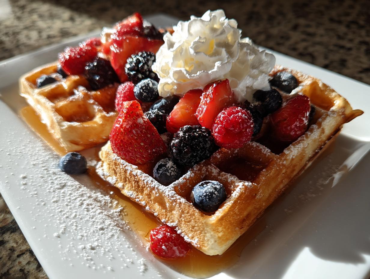 Toaster waffles with toppings