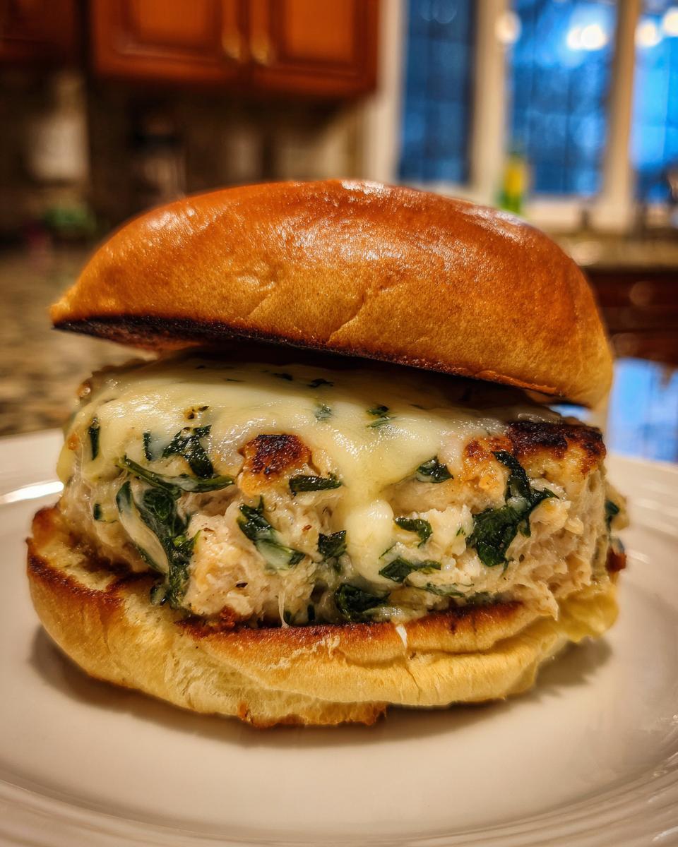 White Cheddar and Spinach Chicken Burgers - detail 1