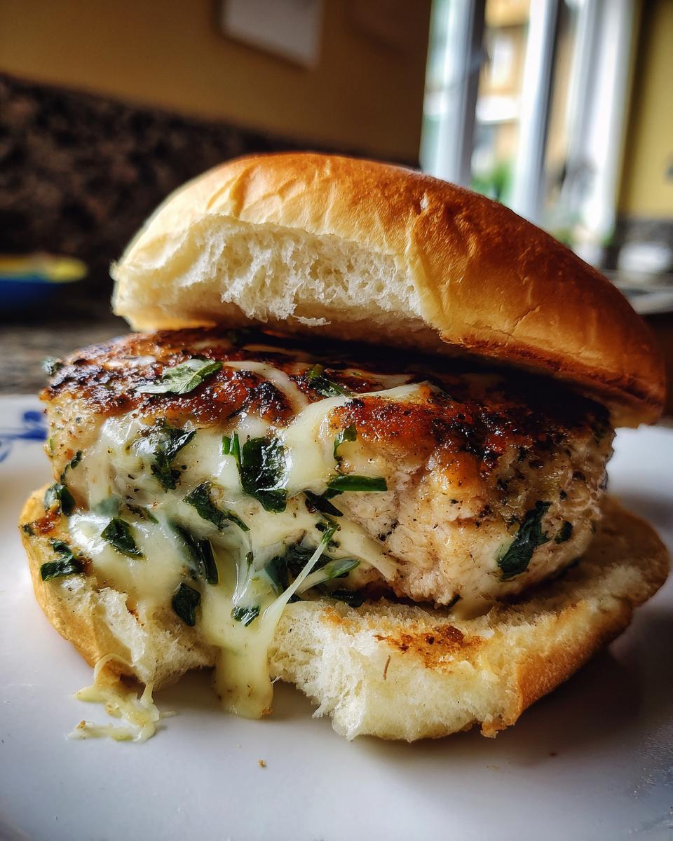 White Cheddar and Spinach Chicken Burgers - detail 2