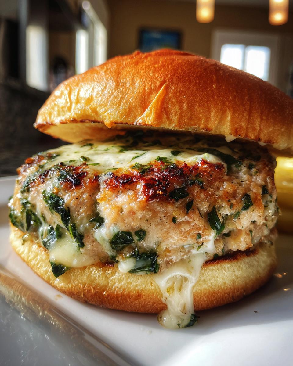 White Cheddar and Spinach Chicken Burgers - detail 3