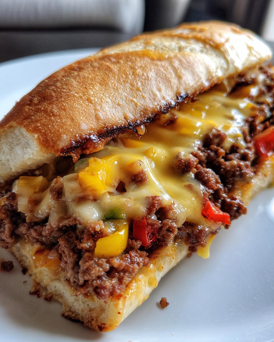 chopped cheese sandwich - detail 1