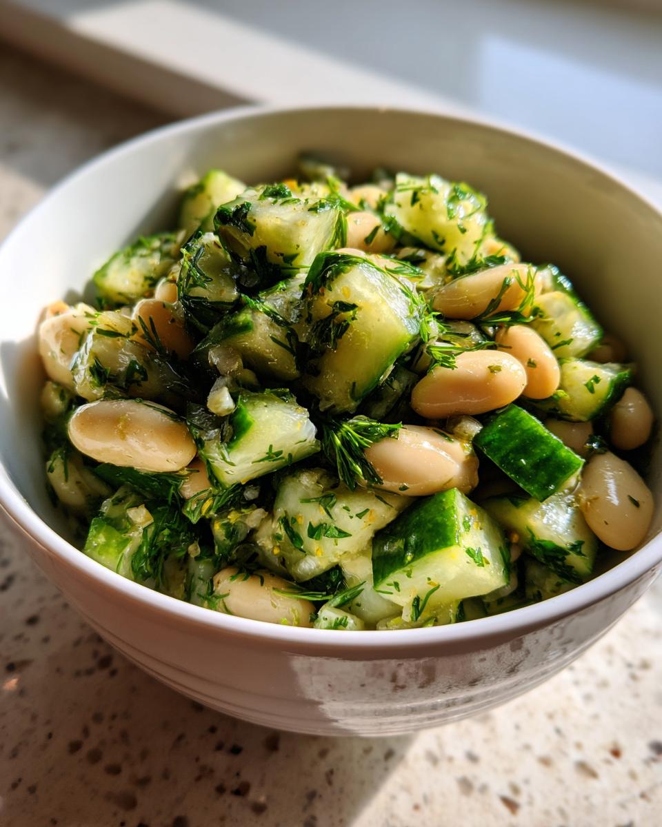 dilly white bean cucumber salad - detail 2