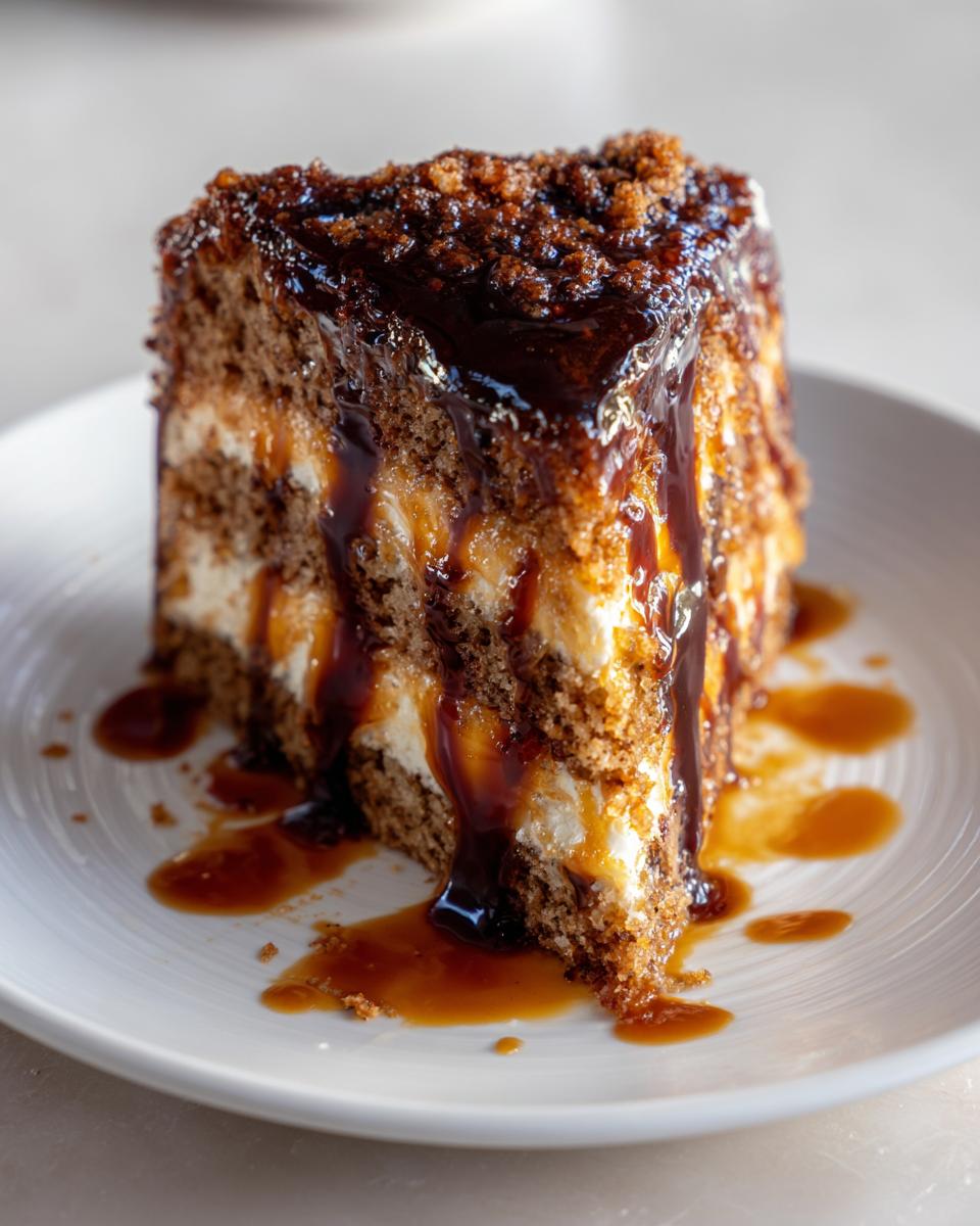 gooey coffee caramel cake - detail 1
