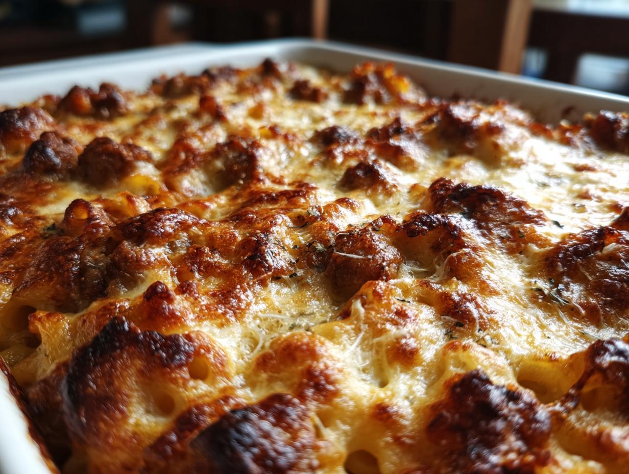 Cheesy Chicken Sausage Pasta Bake