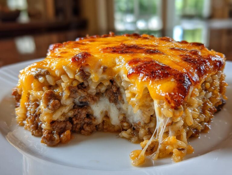 Cheesy Ground Beef Rice Casserole