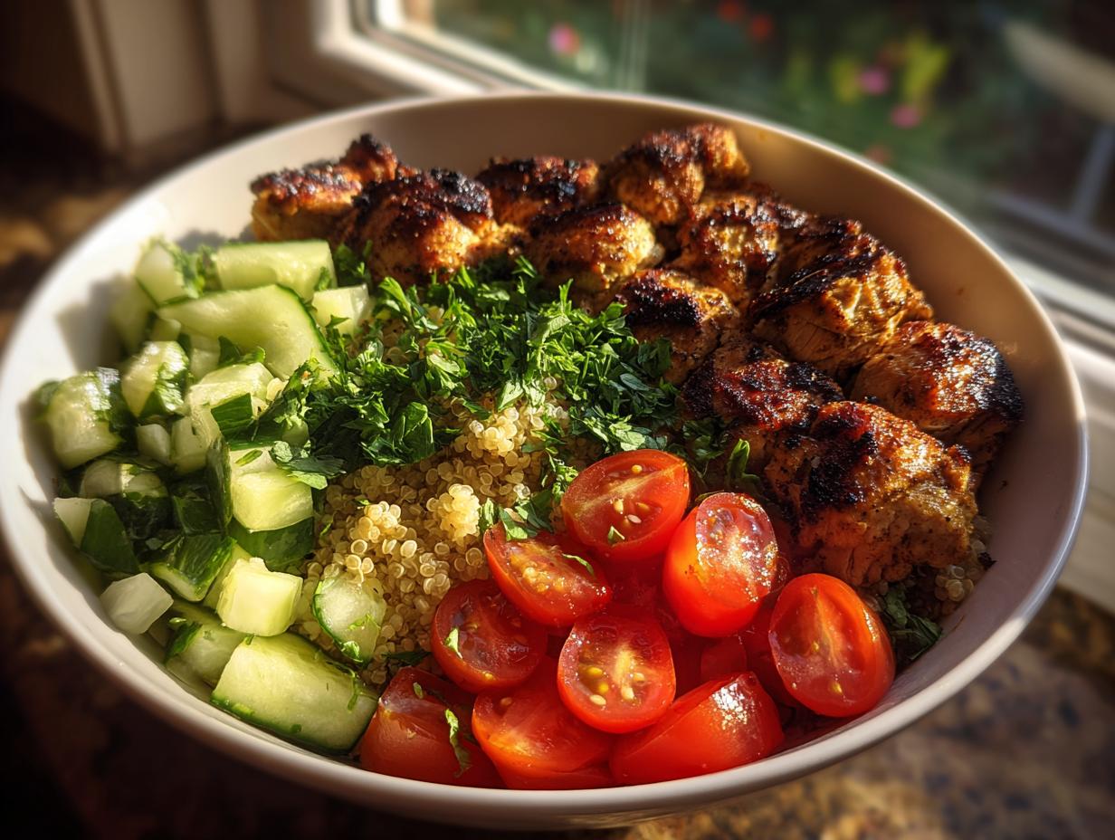 Chicken Tawook Quinoa Bowls