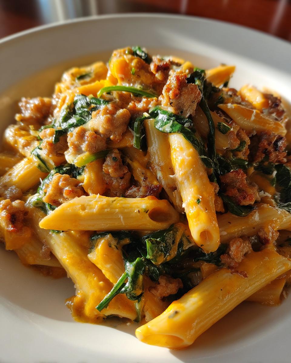 Creamy Butternut Squash Pasta with Sausage and Spinach - detail 1