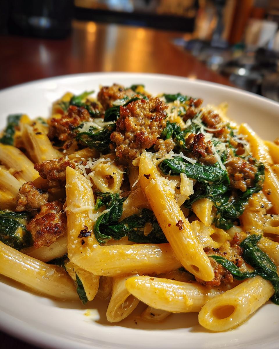 Creamy Butternut Squash Pasta with Sausage and Spinach - detail 3