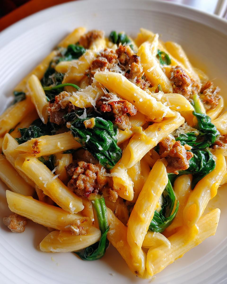 Creamy Butternut Squash Pasta with Sausage and Spinach - detail 4