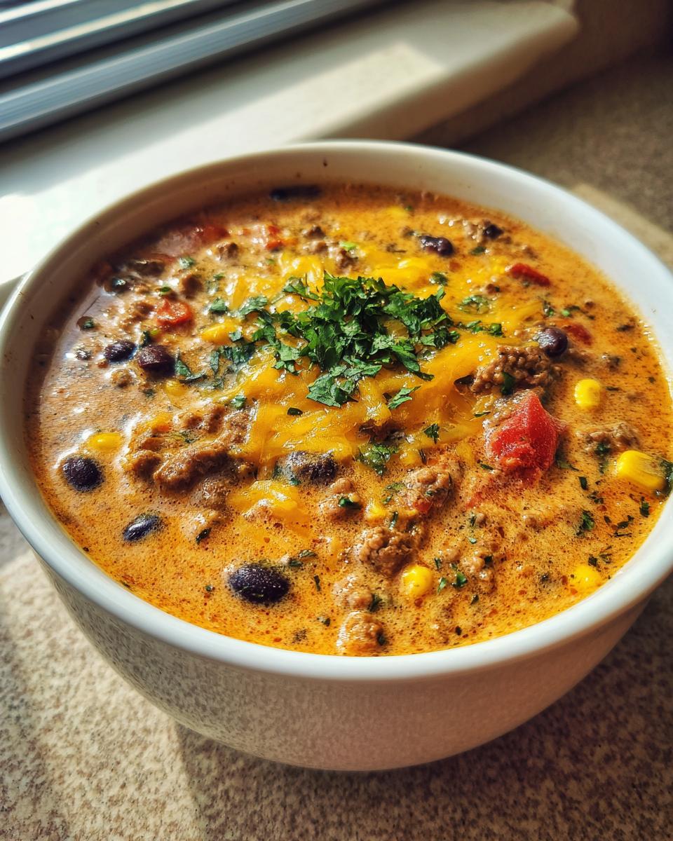 Creamy Cheesy Ground Beef Taco Soup Recipe - detail 1