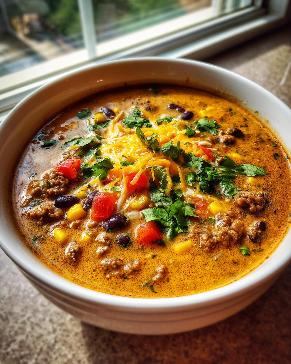 Creamy Cheesy Ground Beef Taco Soup Recipe - detail 2