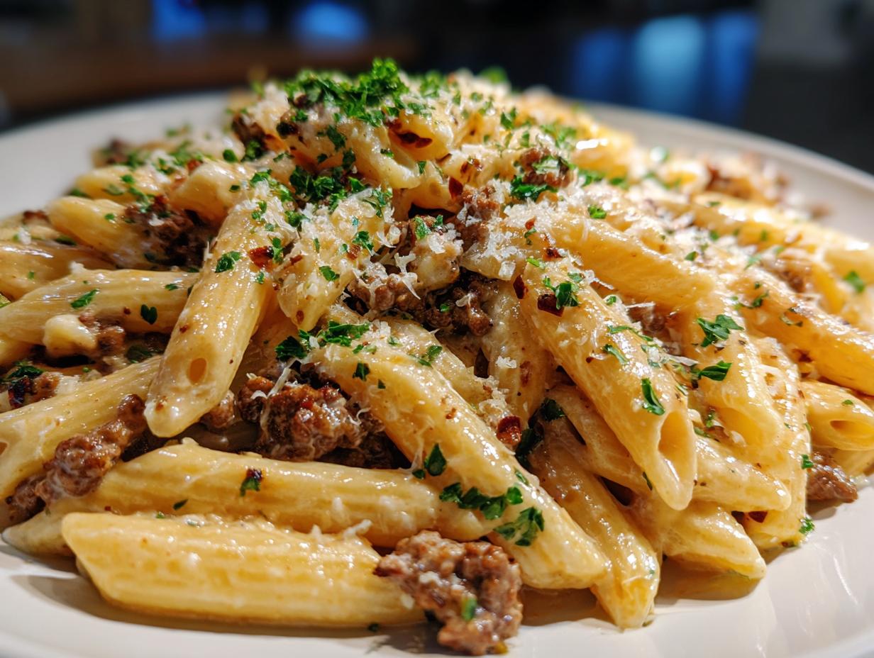 Easy Stovetop Creamy Ground Beef Pasta