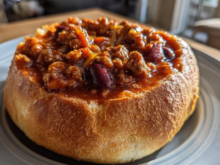 Game Day Beef Chili Bread Bowls