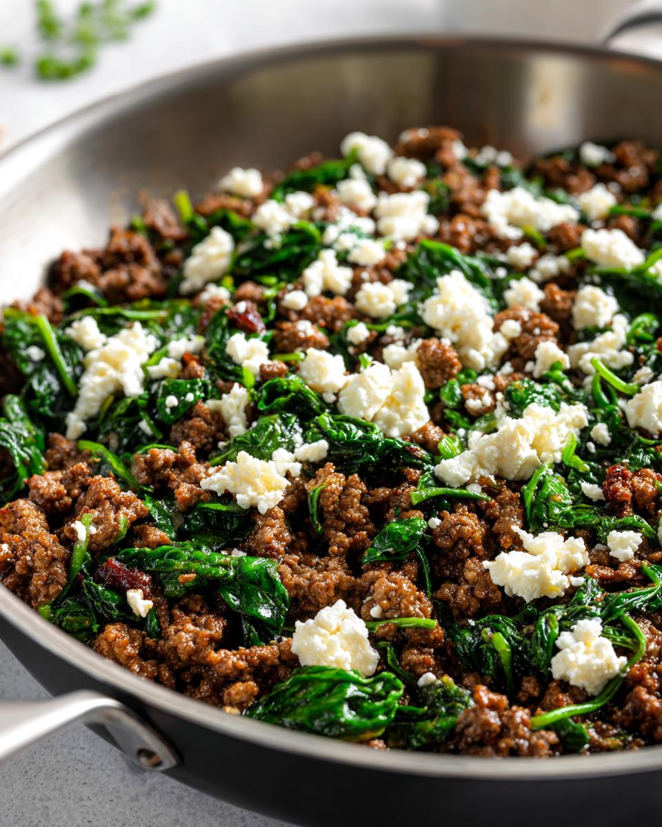 Ground Beef And Spinach Skillet With Feta - detail 1