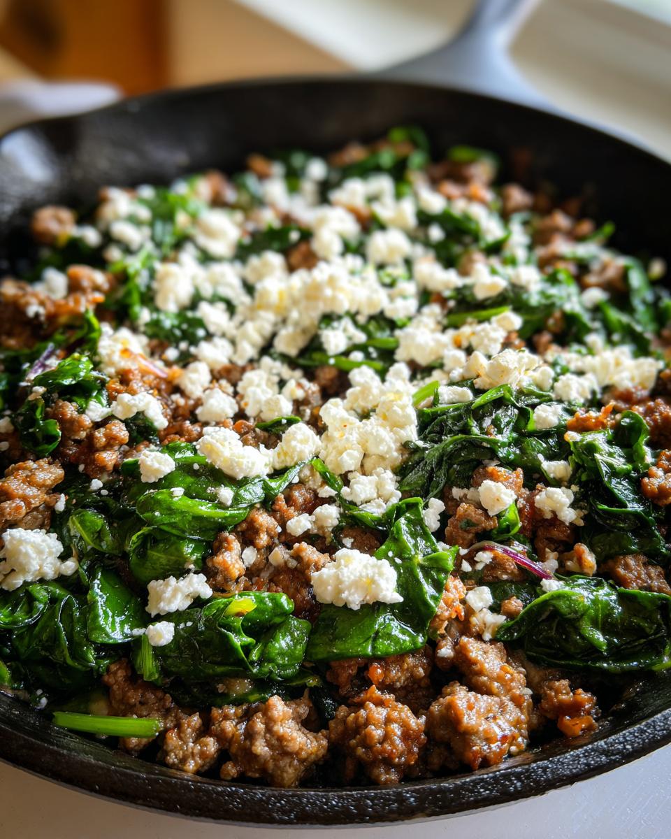 Ground Beef And Spinach Skillet With Feta - detail 2