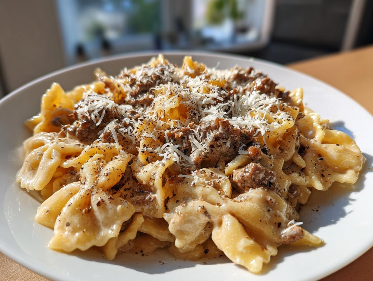High Protein Creamy Beef Pasta